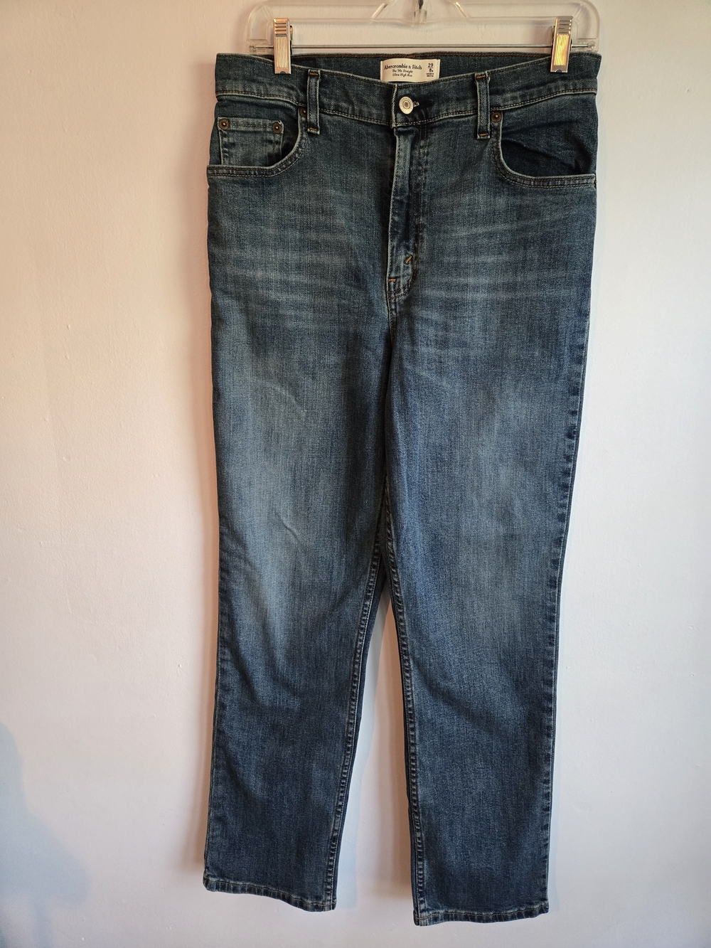 Abercrombie & Fitch 90s High Rise Straight Indigo Blue Wash Sz 29/8